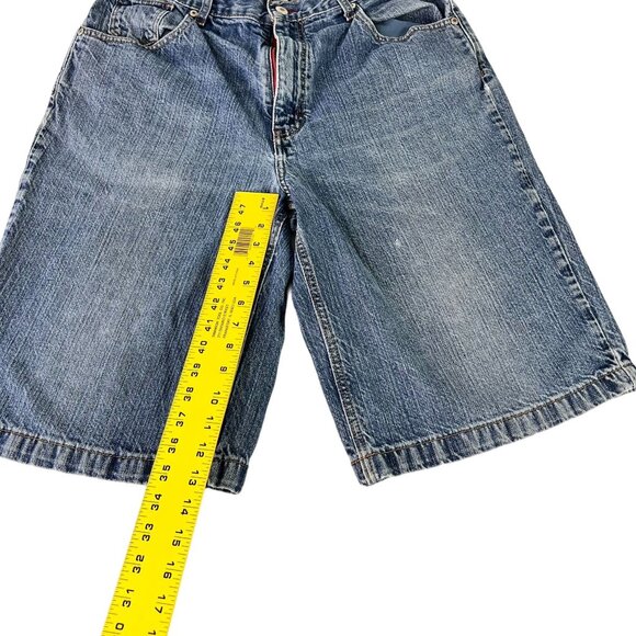 Phat Farm Bermuda Shorts Mens 34 Blue Denim Pockets High Rise Distressed - Picture 3 of 14